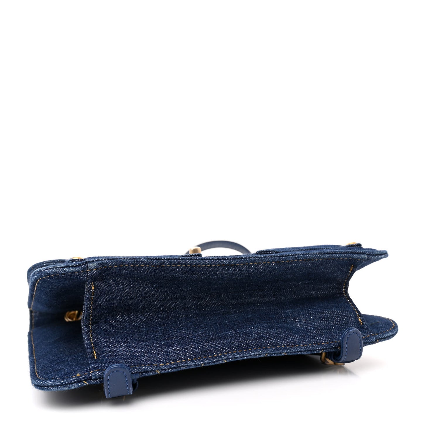 Denim Quilted Double You Backpack Blue Golden