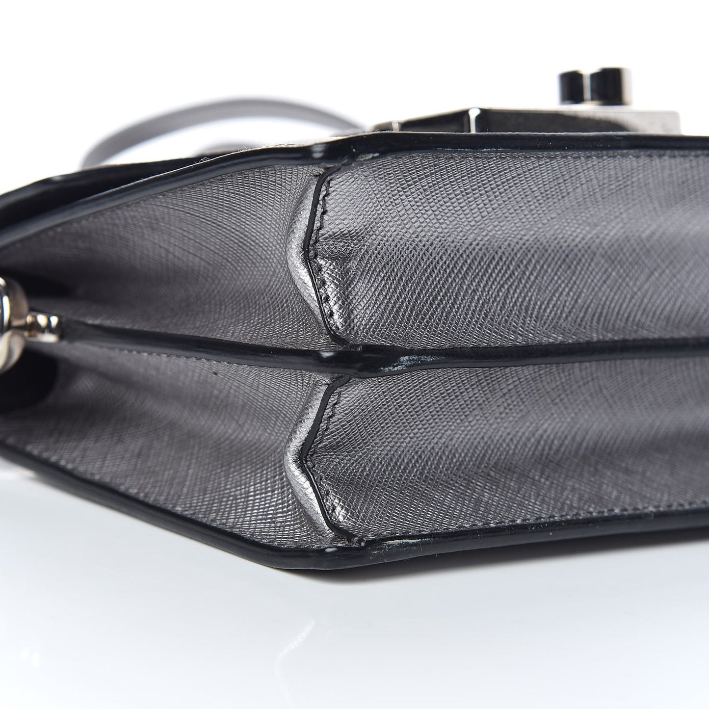Metallic Saffiano Lux Sound Crossbody Bag Cromo