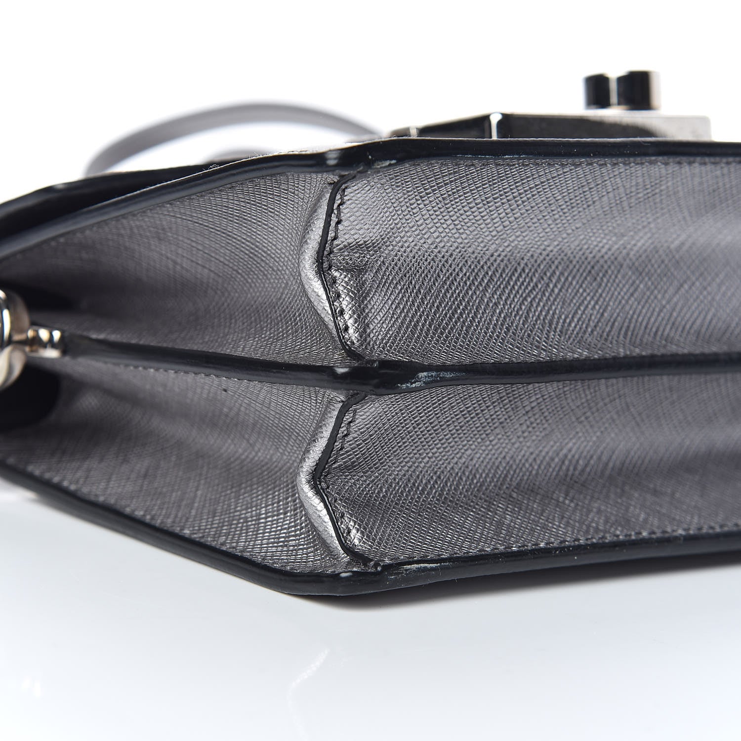 Prada Metallic Saffiano Lux Sound Crossbody Bag Cromo 5 of 9