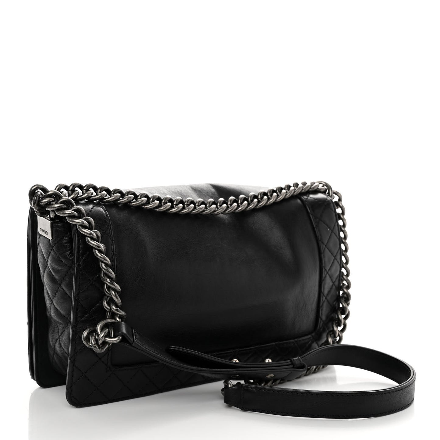 Calfskin New Medium Boy Reverso Flap Black