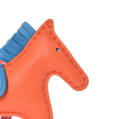 Hermes Milo Lambskin Grigri Rodeo Horse Bag Charm PM Orange Poppy Bleu Izmir Rose Azalee 4 of 4