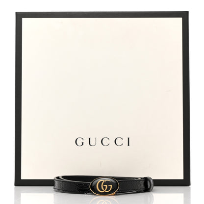 Gucci Skipper Calfskin Enamel GG 15mm Belt 80 32 Black 10 of 10