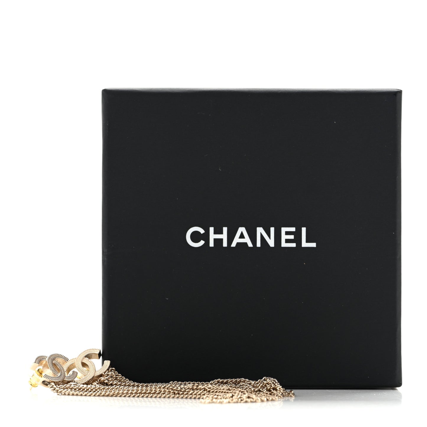 Metal CC Multi Strand Chain Drop Earrings Gold