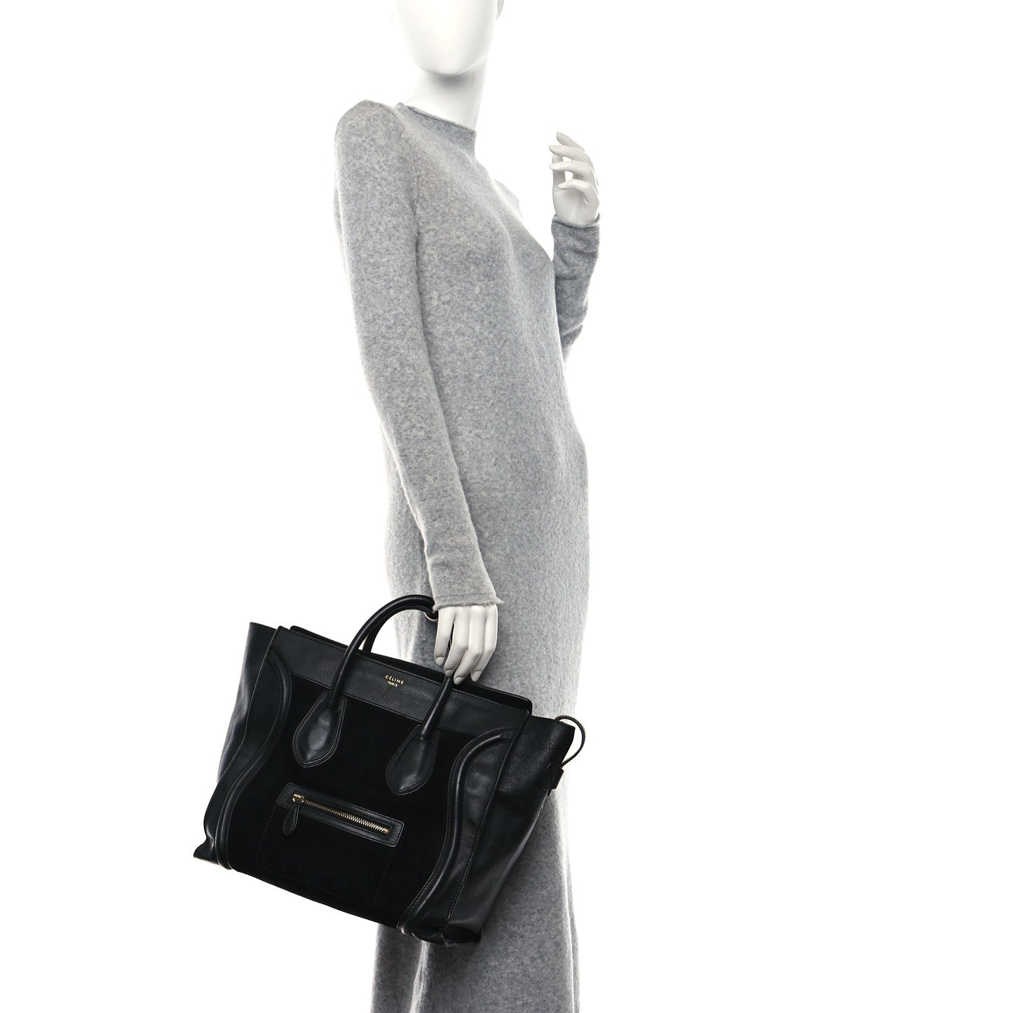Smooth Calfskin Suede Mini Luggage Black