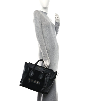 Celine Smooth Calfskin Suede Mini Luggage Black 2 of 10
