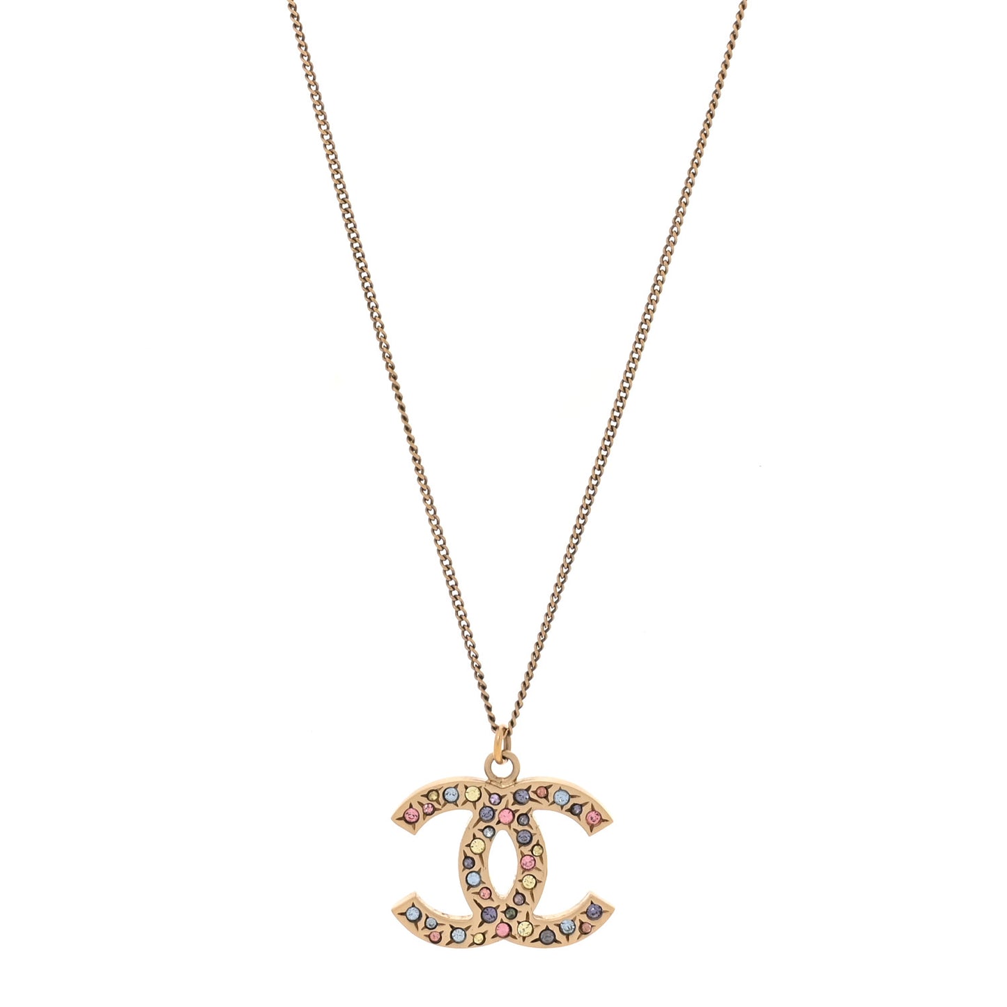 Crystal CC Necklace Light Gold Multicolor