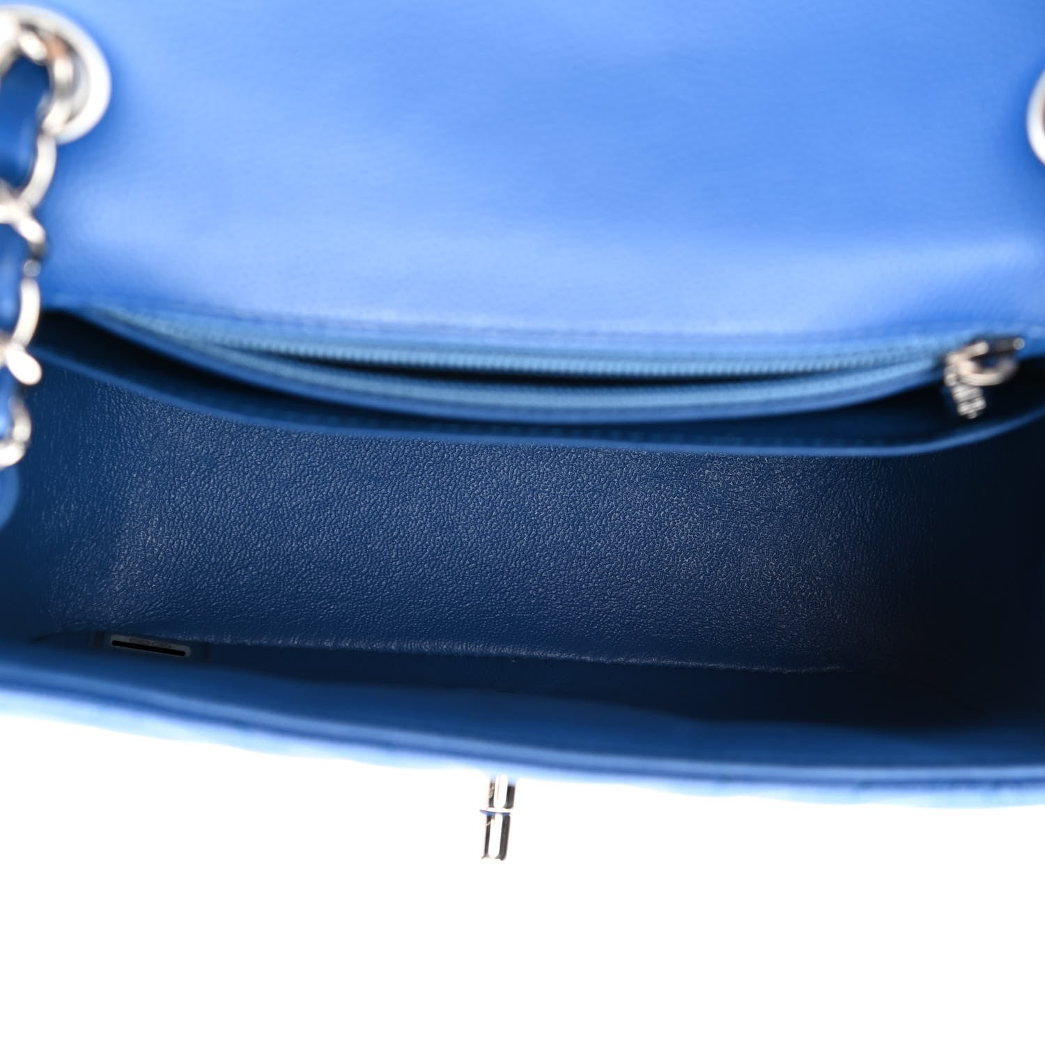 Chanel Caviar Chevron Quilted Mini Square Flap Blue 5 of 10