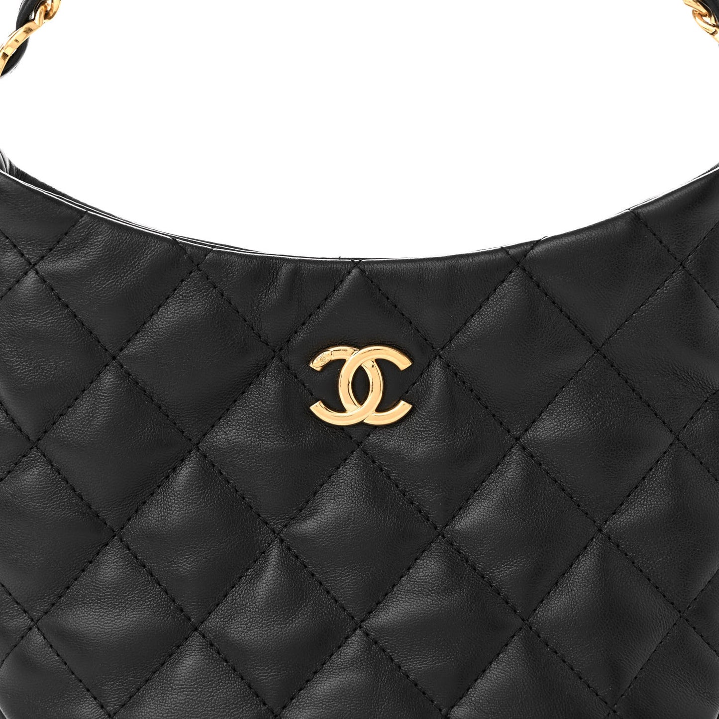 Lambskin Quilted CC Links Hobo Black