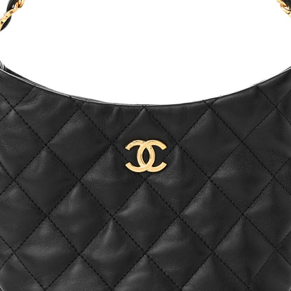 Chanel Lambskin Quilted CC Links Hobo Black 8 of 10