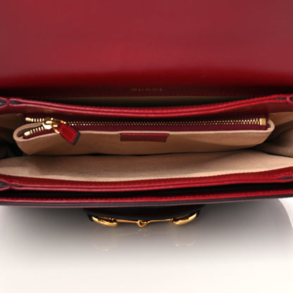 Gucci GG Supreme Monogram Azalea Calfskin Horsebit 1955 Shoulder Bag Beige Ebony New Cherry Red 5 of 7