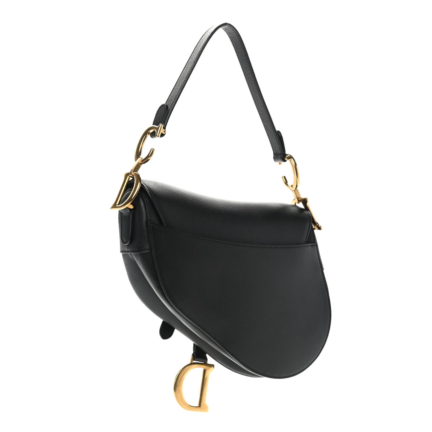 Grained Calfskin Saddle Bag Black