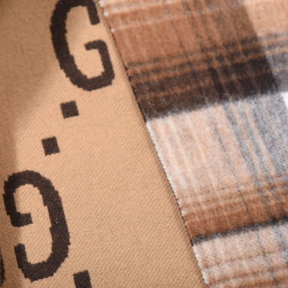Gucci Wool Alpaca Big GG Rock Monogram Shawl Scarf Brown 3 of 3