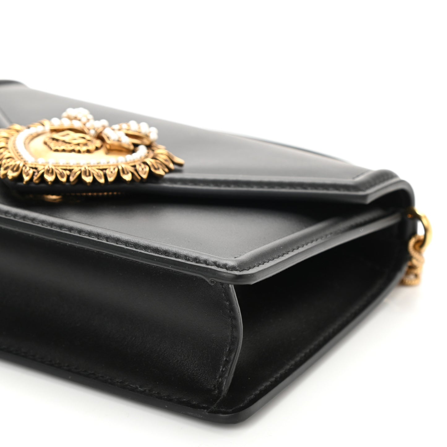 Smooth Calfskin Small Devotion Envelope Top Handle Bag Black