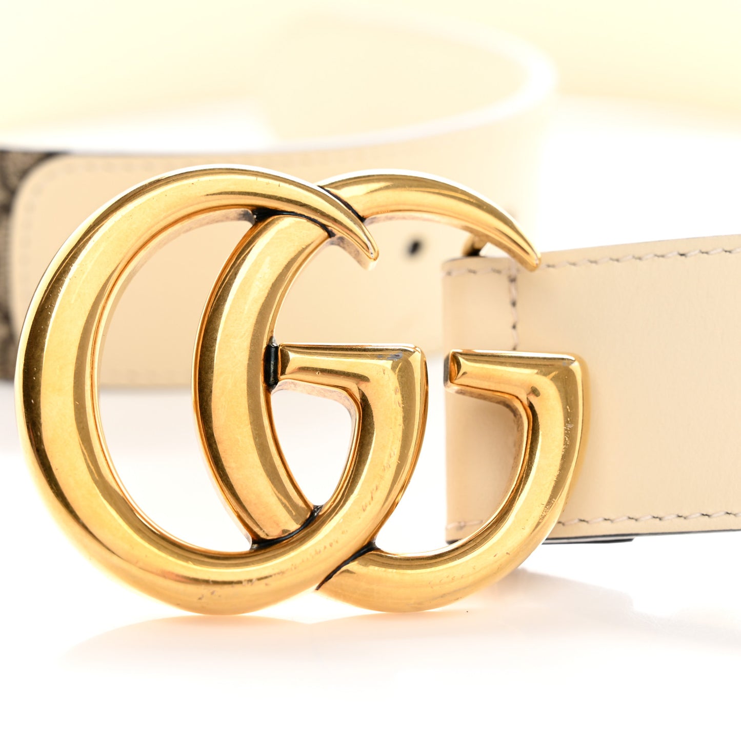 GG Supreme Monogram Matte Plutone Calfskin Double G 40mm Belt 100 40 Beige Ebony Mystic White