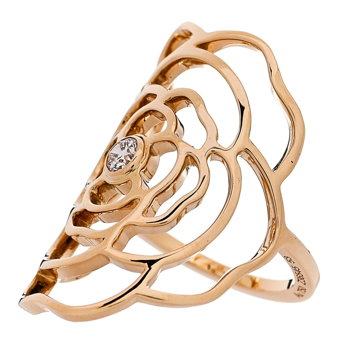 18K Yellow Gold Diamond Petales de Camellia Ring 53 6.5