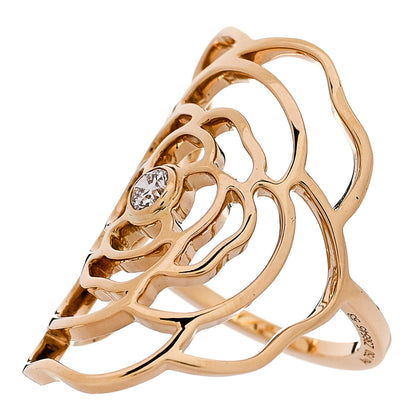 Chanel 18K Yellow Gold Diamond Petales de Camellia Ring 53 6.5 3 of 7