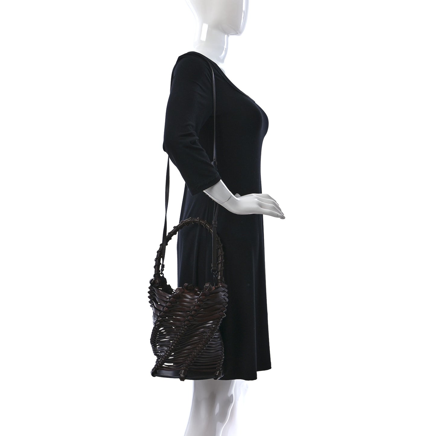 Calfskin Woven Espiral Bucket Chestnut