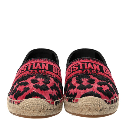 Christian Dior Cotton Embroidered Leopard Print Granville Espadrille 36 Framboise 2 of 9