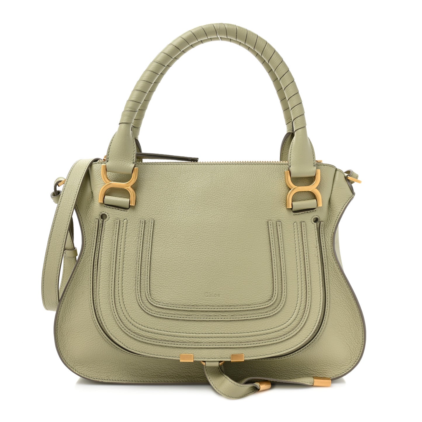 Calfskin Small Marcie Satchel Faded Green
