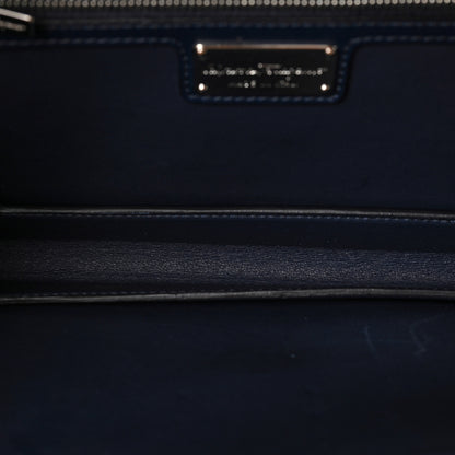 Salvatore Ferragamo Calfskin Denim Floral Embroidered Ginny Bow Crossbody Bag Oxford Blue 8 of 13