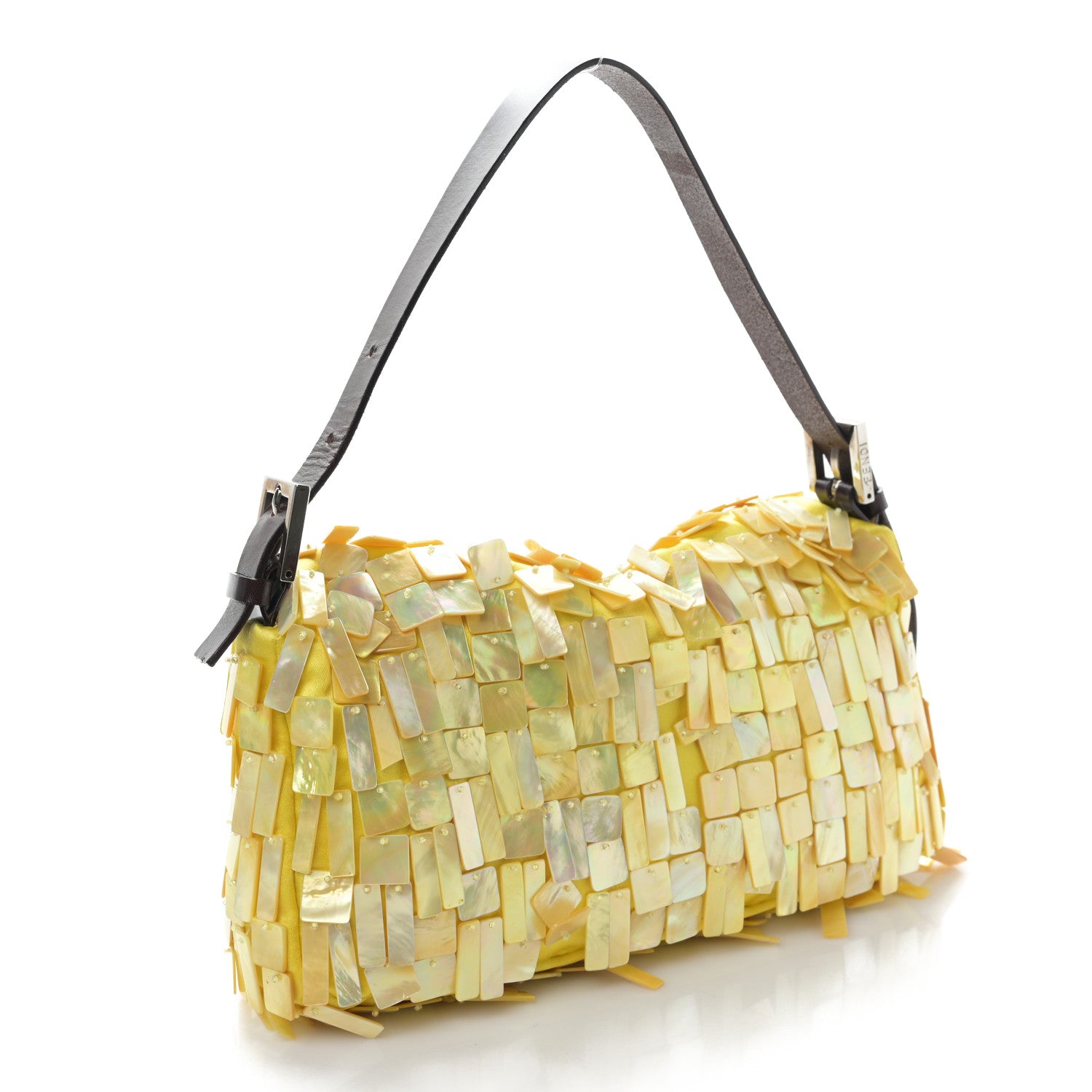 Fendi Satin Mother of Pearl Baguette Yellow 3 of 8