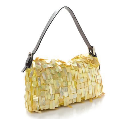 Fendi Satin Mother of Pearl Baguette Yellow 3 of 8