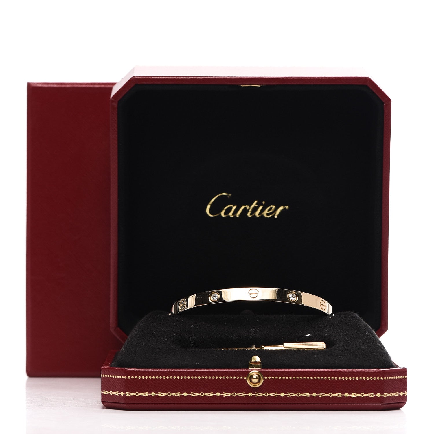 Cartier 18K Yellow Gold 4 Diamond LOVE Bracelet 19 8 of 8