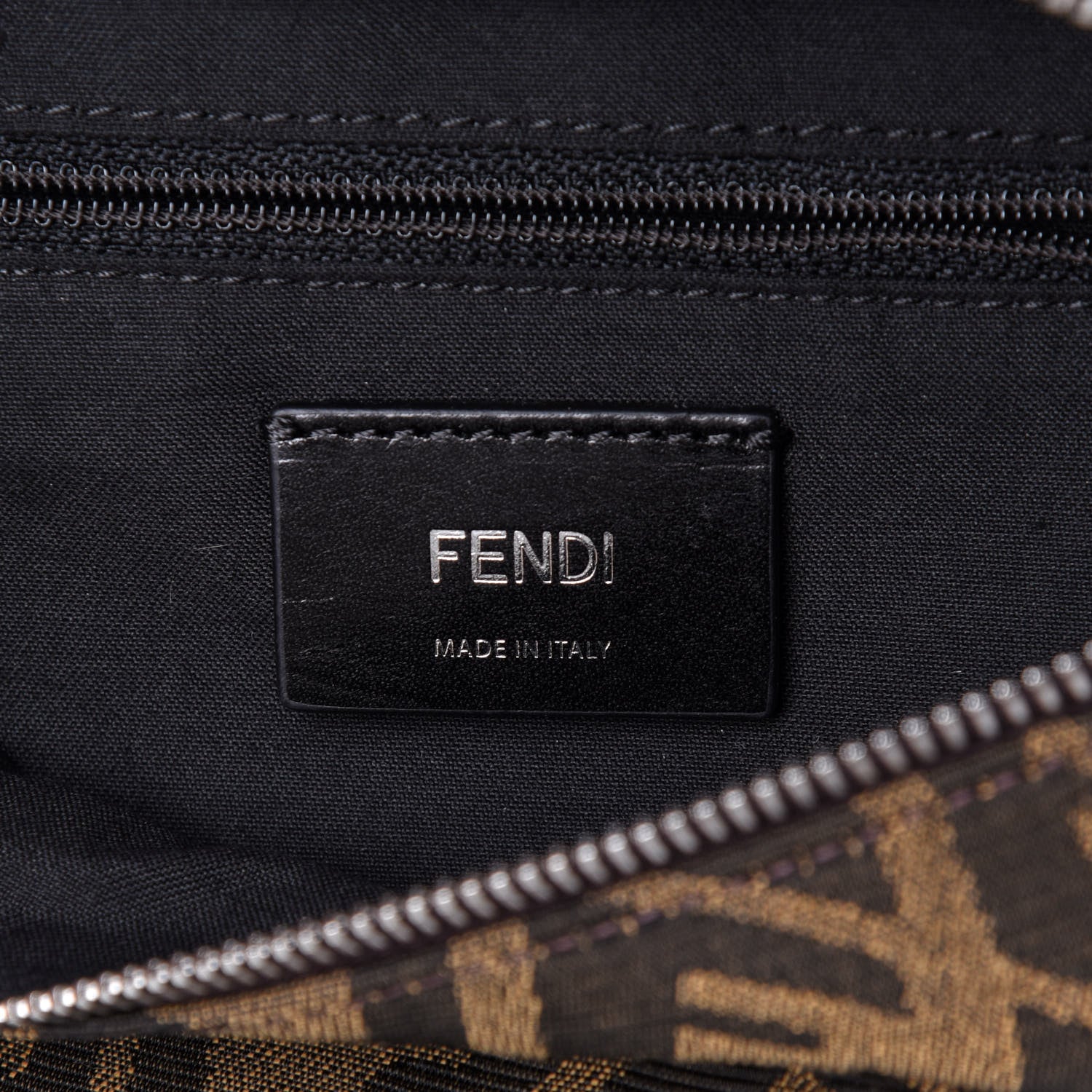 Fendi X SARAH COLEMAN Fabric Jacquard Vitello Century Matte FF Vertigo Kids Belt Bag Moro Black 11 of 15
