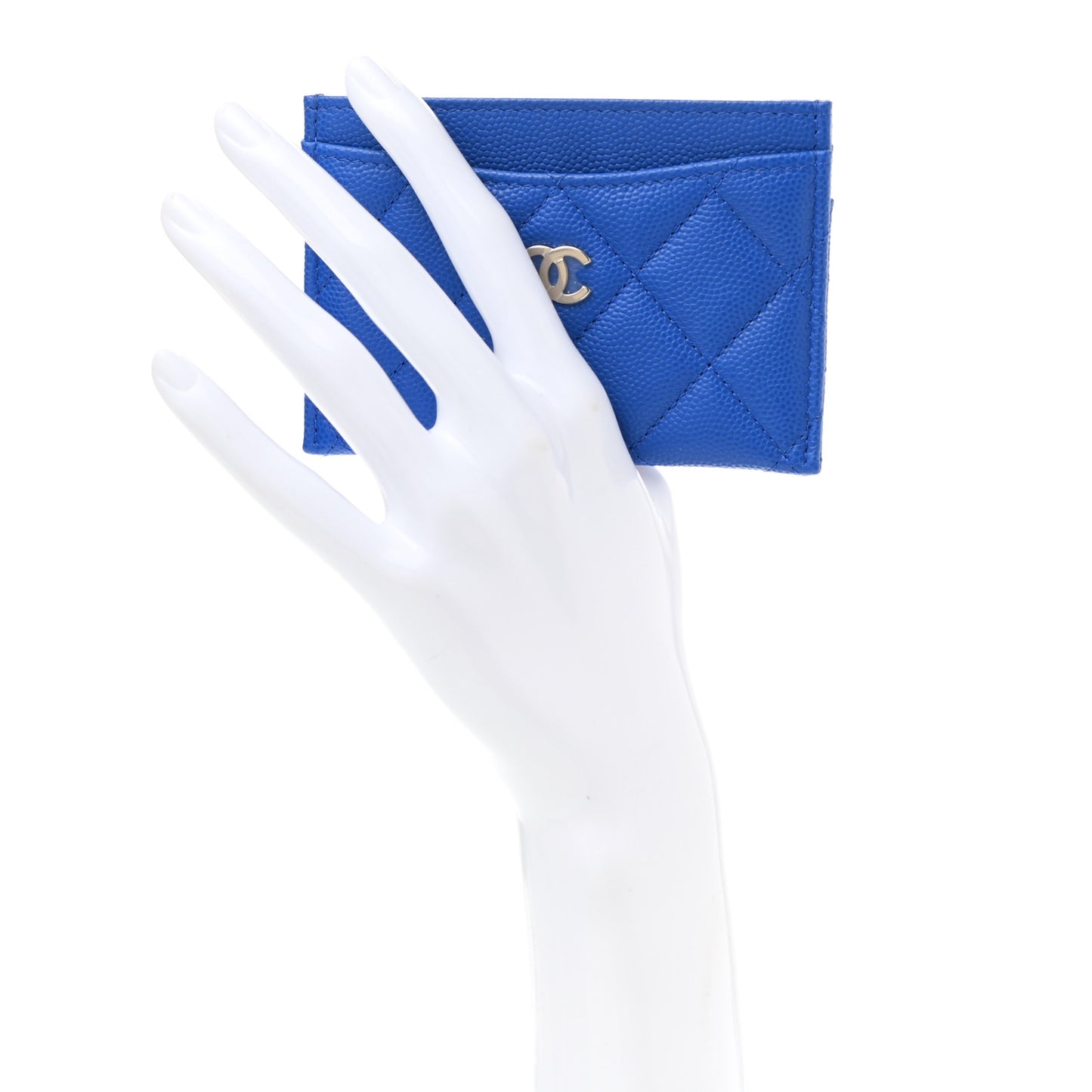 Caviar Quilted Card Holder Blue