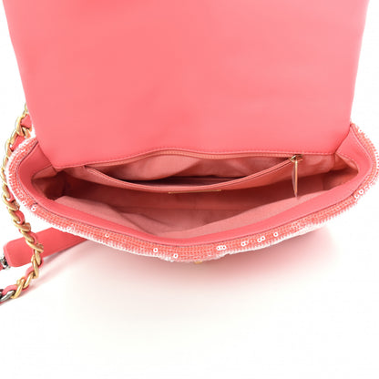 Chanel Sequin Quilted Medium Chanel 19 Flap Coral 5 of 10