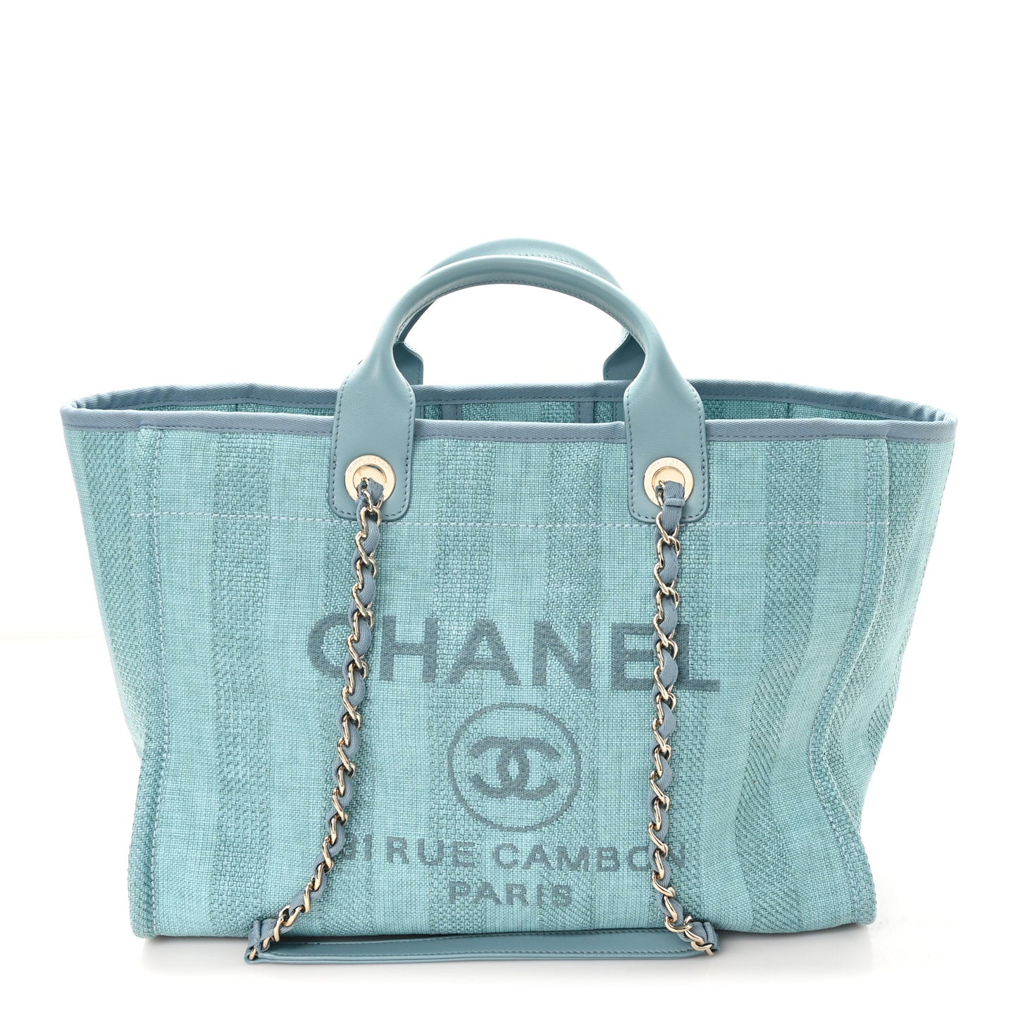 Mixed Fibers Striped Medium Deauville Tote Blue