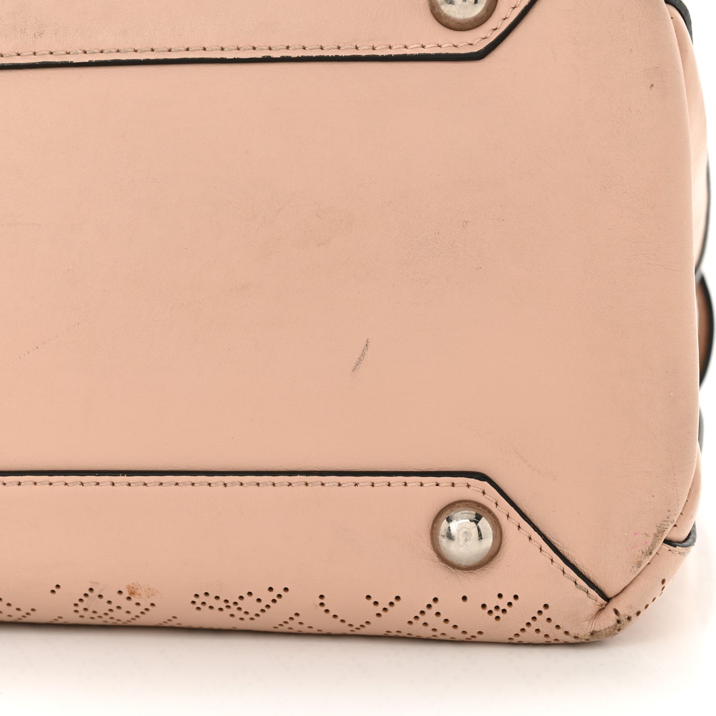 Calfskin Perforated Medium Banner Tote Pale Fawn Pink