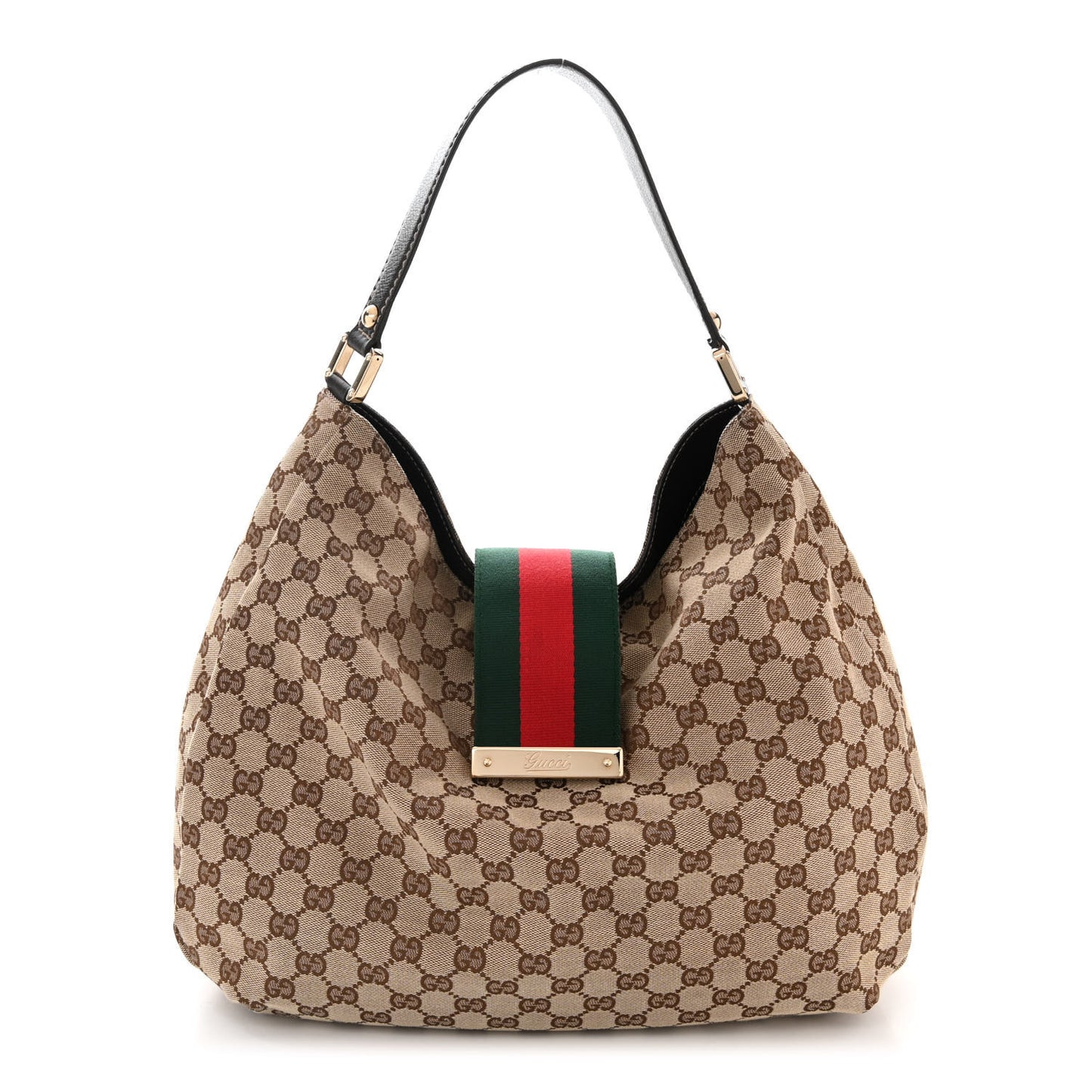 Monogram Large New Ladies Web Hobo Dark Brown