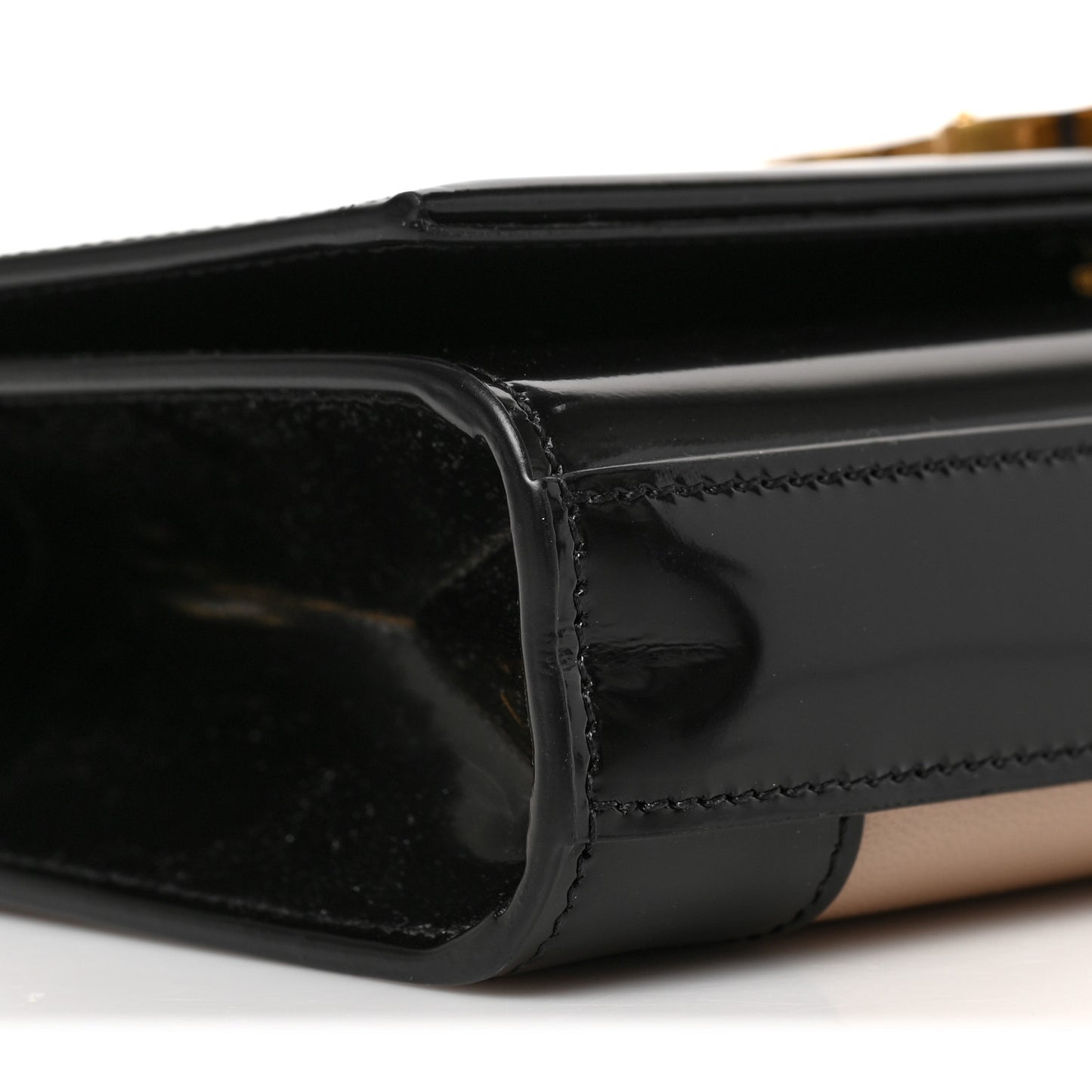 Nappa Patent Calfskin Two-Toned Small Monogram Kate Satchel Desert Sand Black