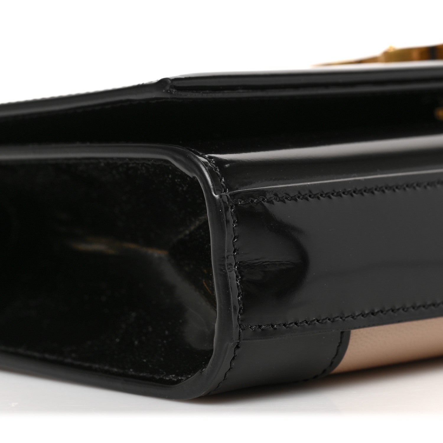 Saint Laurent Nappa Patent Calfskin Two-Toned Small Monogram Kate Satchel Desert Sand Black 7 of 8