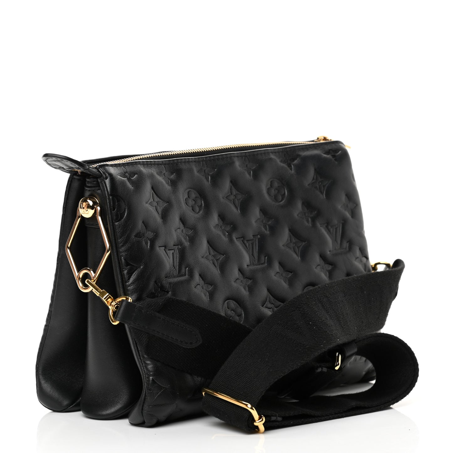 Lambskin Embossed Monogram Coussin PM Black