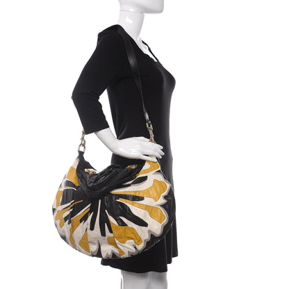 Gucci Leather Large Hysteria Top Handle Bag Black Yellow 3 of 13