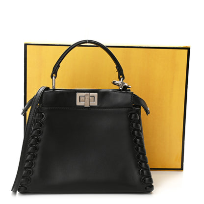 Fendi Nappa Lace Up Mini Peekaboo Iconic Satchel Black 11 of 11