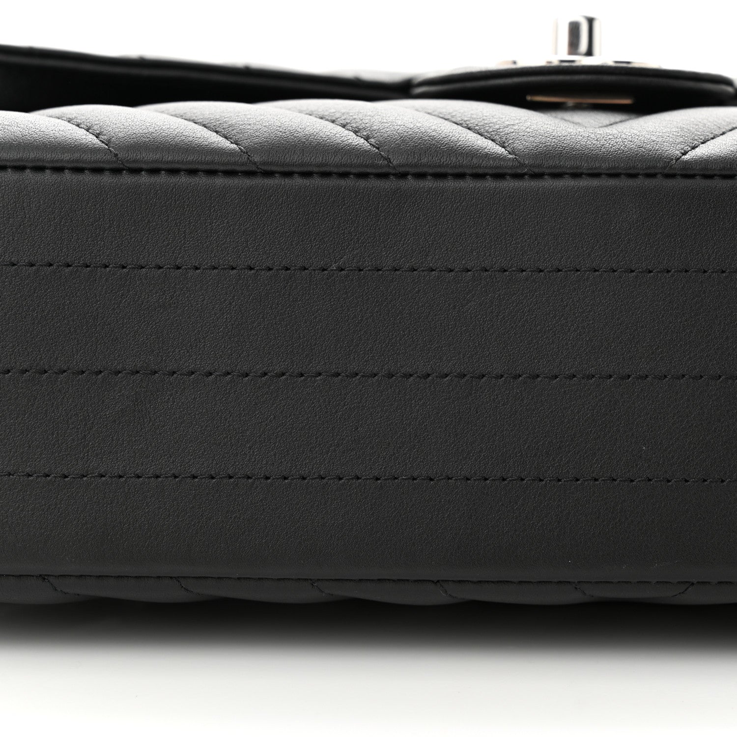 Chanel Calfskin Chevron Quilted Medium Double Flap Black 11 of 12