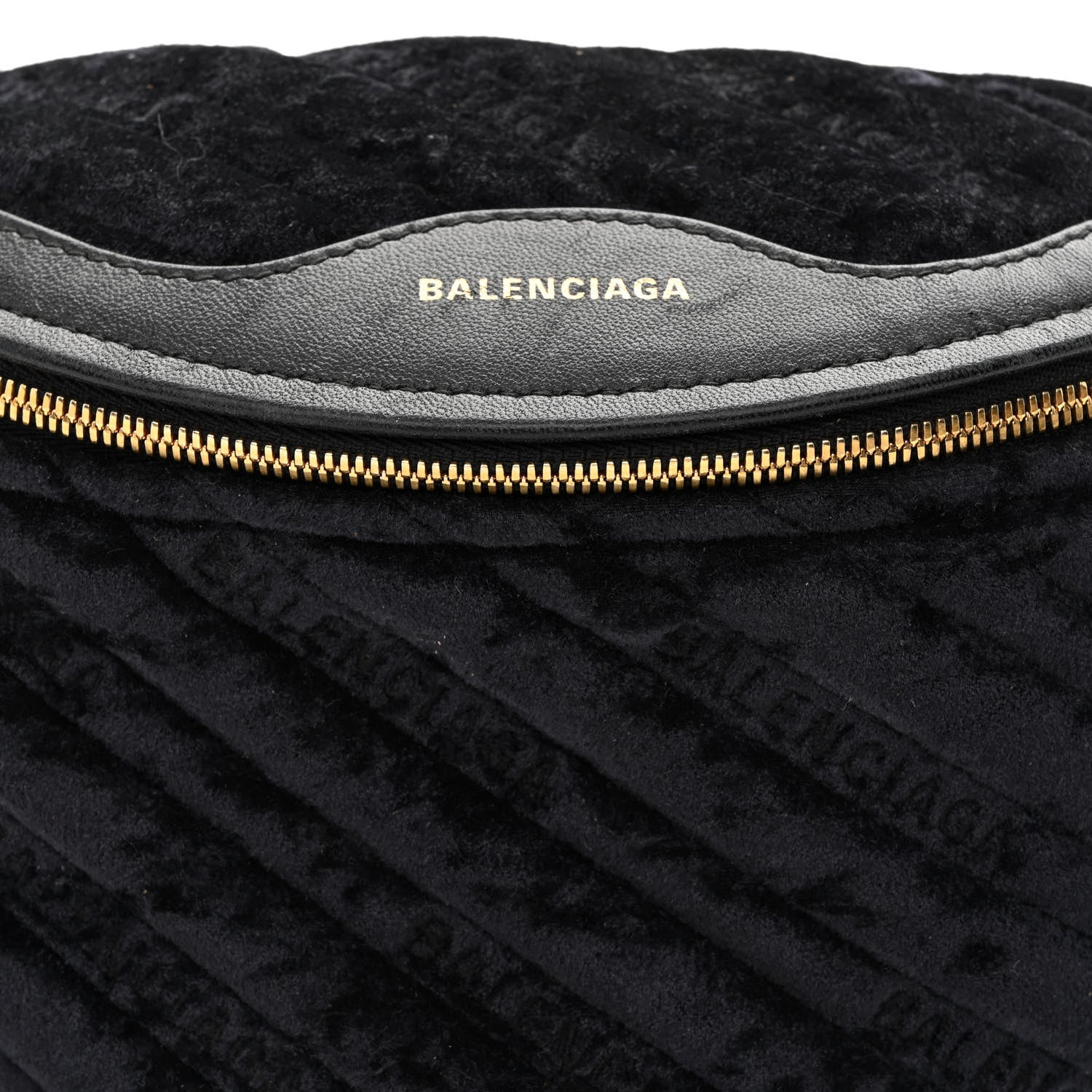 Balenciaga Crushed Velvet Logo Embossed XXS Souvenir Belt Bag Black 8 of 11