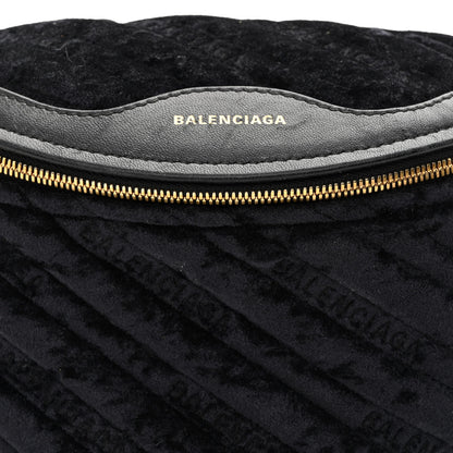 Balenciaga Crushed Velvet Logo Embossed XXS Souvenir Belt Bag Black 8 of 11