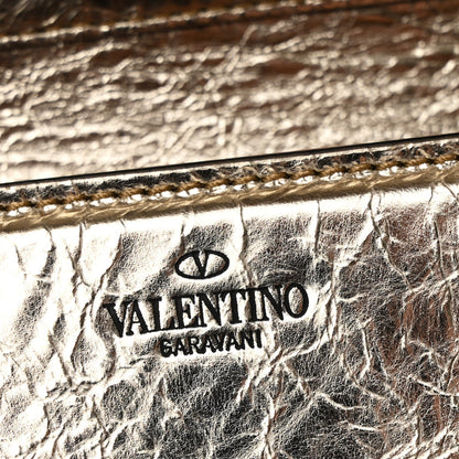 Valentino Garavani Metallic Crackle Effect Calfskin Vlogo Small Loco Shoulder Bag Platino 6 of 11