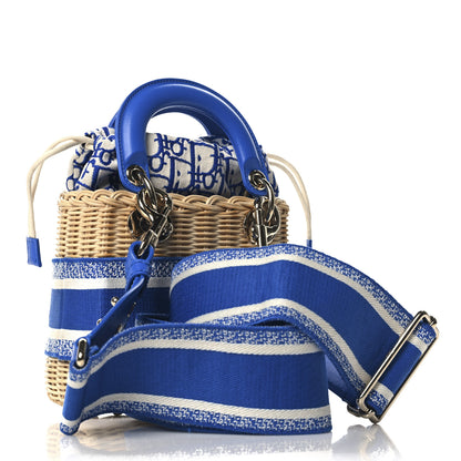 Christian Dior Wicker Oblique Mini Lady Dior Bag Florescent Blue 2 of 9
