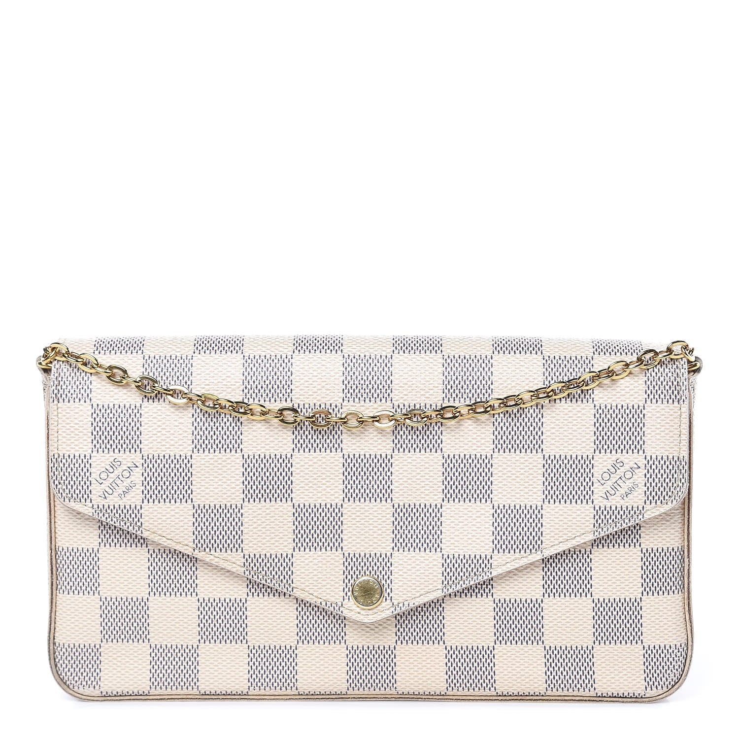 Louis Vuitton Damier Azur Pochette Felicie Chain Wallet Rose Ballerine 1 of 16