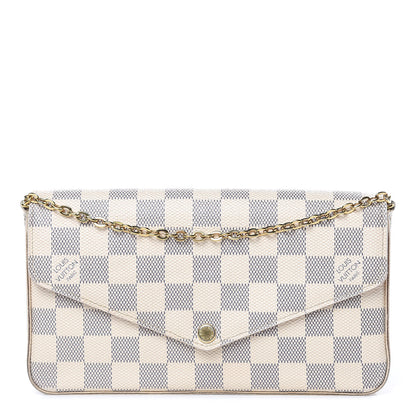 Louis Vuitton Damier Azur Pochette Felicie Chain Wallet Rose Ballerine 1 of 16