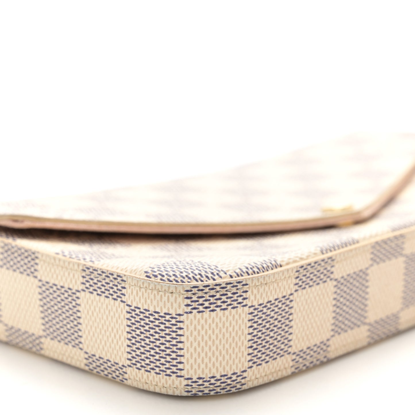 Damier Azur Pochette Felicie Chain Wallet Rose Ballerine