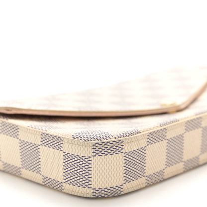 Louis Vuitton Damier Azur Pochette Felicie Chain Wallet Rose Ballerine 9 of 18