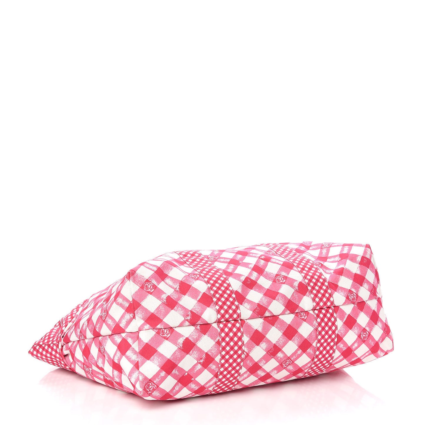 Canvas Gingham Printed CC Tote Pink White