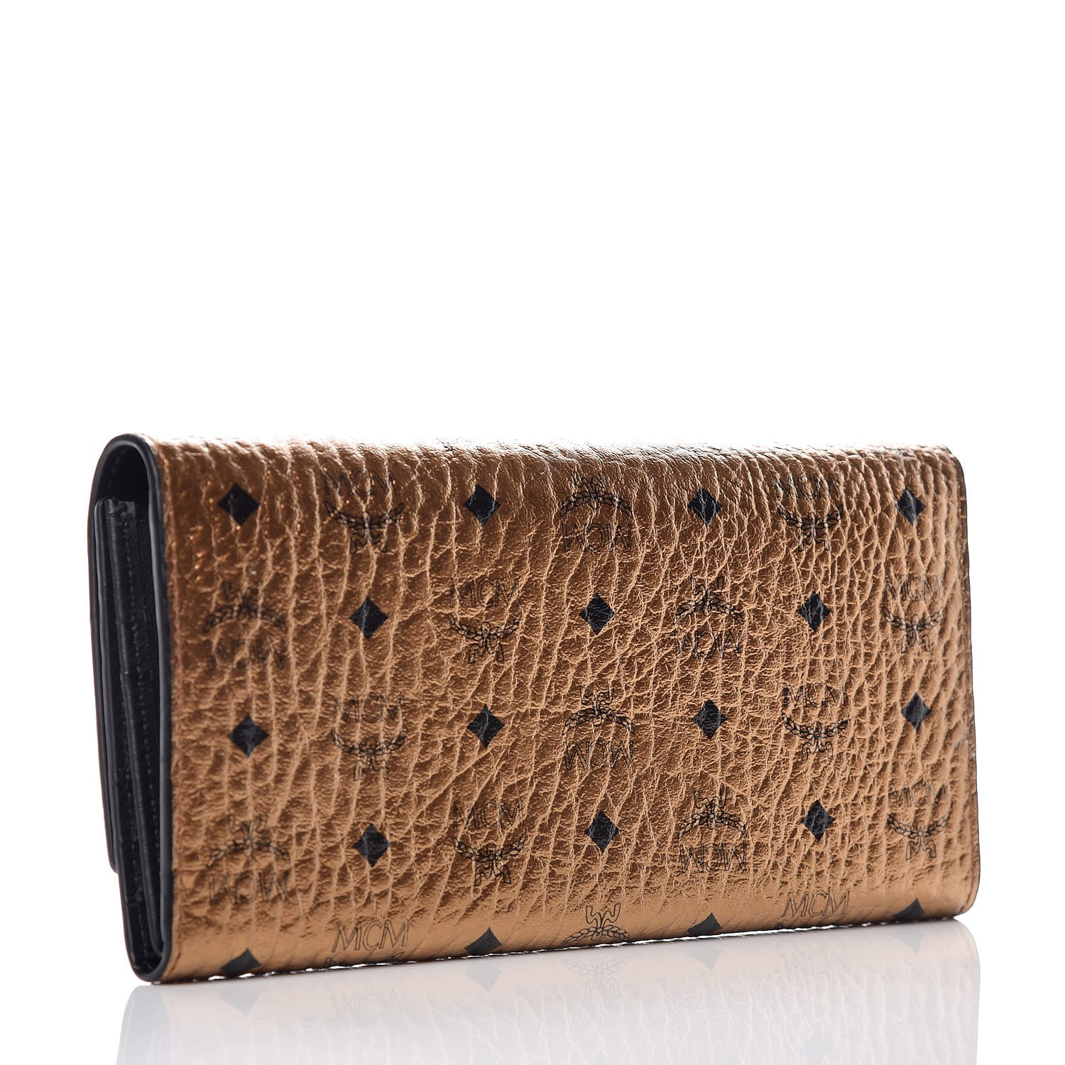 MCM Metallic Visetos Continental Flap Wallet Gold 3 of 9