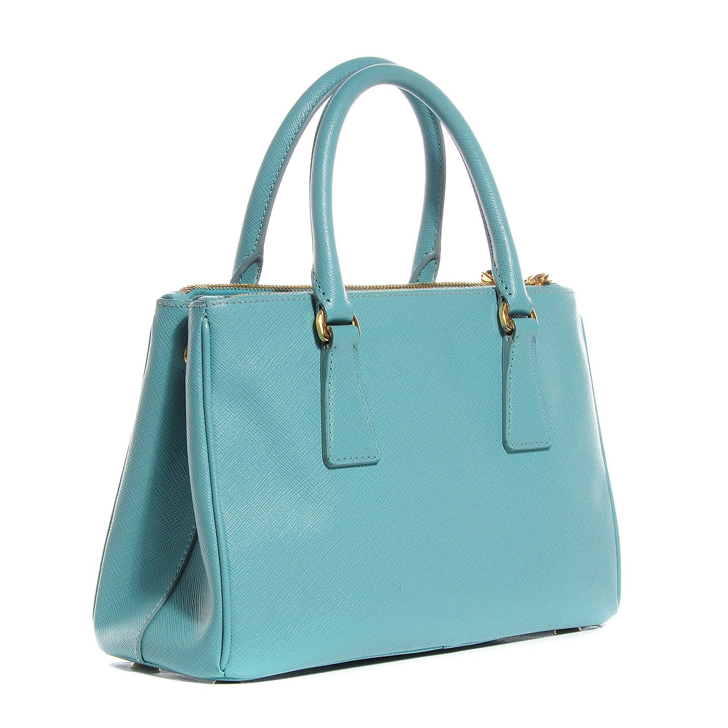 Prada Saffiano Lux Small Double Zip Tote Turchese 3 of 10